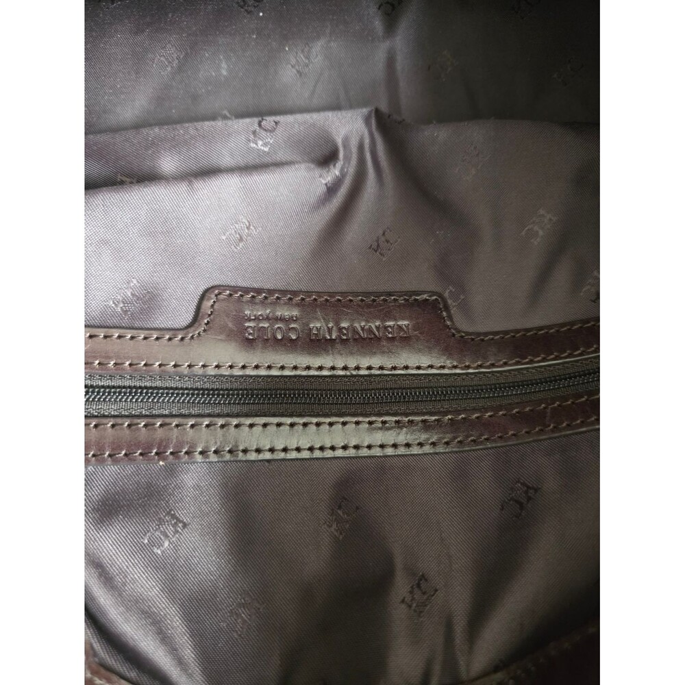 Keneth Cole Brown Leather Shoulder Bag Silver Hardware Buckles Weathered Patina - Picture 4 of 11